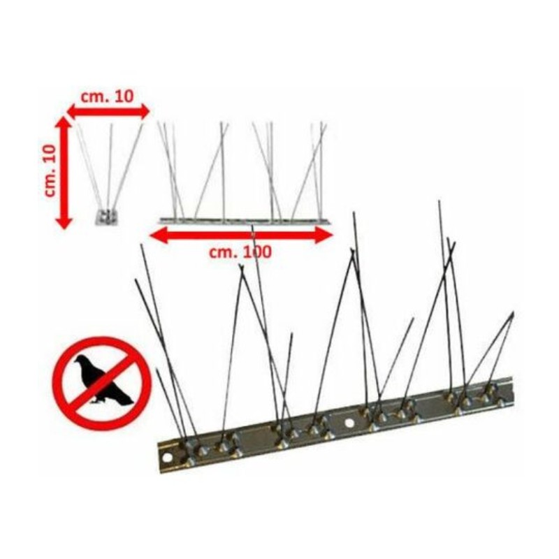 DISSUASORI PER VOLATILI FLESSIBILE ACCIAIO INOX AISI 304 80 PUNTE 100 cm