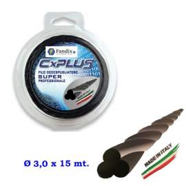 FILO PER DECESPUGLIATORE MM. 3,0x15 MT. SEZIONE TONDA NERO Cx PLUS