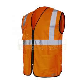 GILET HI VEST ALTA VISIBILITA ARANCIONE CON ZIP E TASCHE TG. M/L