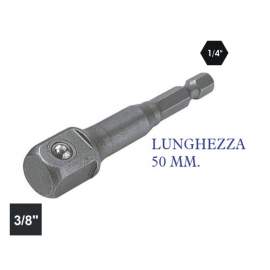 INSERTO ADATTATORE PER BUSSOLE ESAGONALE 1/4`` - QUADRO 3/8`` mm. 50