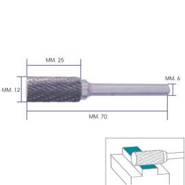 FRESA ROTATIVA IN METALLO DURO 12x70 CILINDRICA FORMA ``A``