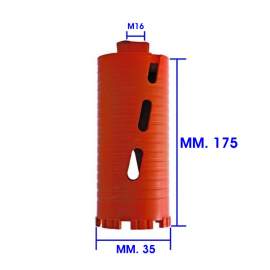FORETTO A SECCO MM. 35x175 TURBO SETTORI DIAMANTATI ATTACCO M16x2