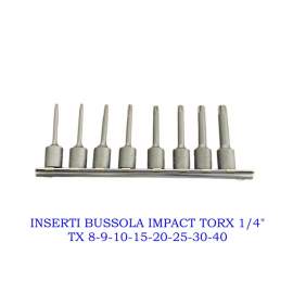 SET 8 INSERTI A BUSSOLA IMPACT TORX 1/4`` TX 8-9-10-15-20-25-30-40