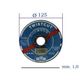 DISCO DA TAGLIO FERRO/INOX MM. 125x1,0x22,23 ABRASIVO PIANO  TWISTCUT