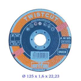 DISCO DA TAGLIO INOX MM. 125x1,6x22,23 ABRASIVO PIANO  TWISTCUT