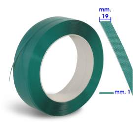 REGGETTA PET POLIESTERE VERDE GOFRATA MM. 19x1,0 - BOBINA MT. 1.000