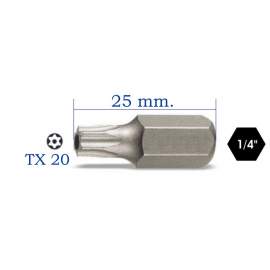INSERTO TORX FORATO 1/4`` MM 25 TX20