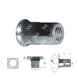 INSERTI FILETTATI TESTA SVASATA ZINCATI M6 d. 9x15,5