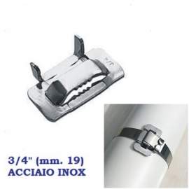 FIBBIE MAUSER INOX PER REGGETTE 3/4`` (19mm.) Simili BAND-IT CF. 100 PZ.