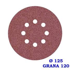 DISCHI VELCRATI MM. 125 GR. 120 8 FORI - ADATTI PER LEGNO,FERRO,PLASTICA