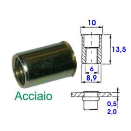 INSERTI FILETTATI IN ACCIAIO M6 TESTA RIDOTTA CONFEZIONE 200 PZ.