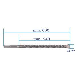 PUNTA SDS Plus MM. 22X600/540 - 2 TAGLIENTI RAPTOR