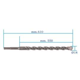 PUNTA SDS Plus ``4+`` MM. 18x610/550 - 2 TAGLIENTI  ADOPPIA ELICA
