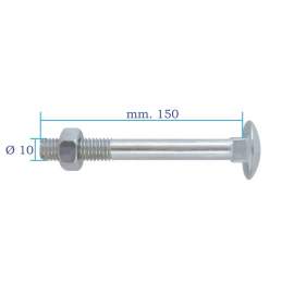 BULLONE TESTA TONDA M 10X150 TTQ UNI 5732 ZINCATO