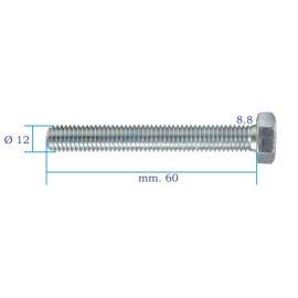VITE TE M 12X60 8.8 UNI 5739 ZINCATA DIN 933 ISO 4017