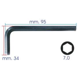 CHIAVE A BRUGOLA ESAGONO MASCHIO MM. 7,0 FORMA A ``L`` BRUNITA