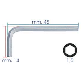 CHIAVE A BRUGOLA ESAGONO MASCHIO MM. 1,5 ZINCATA