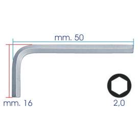 CHIAVE A BRUGOLA ESAGONO MASCHIO MM. 2,0 ZINCATA