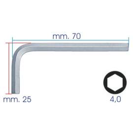 CHIAVE A BRUGOLA ESAGONO MASCHIO MM. 4,0 ZINCATA