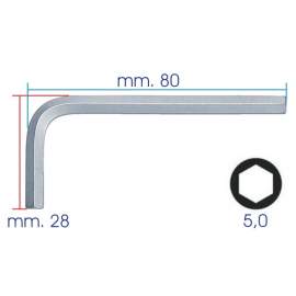 CHIAVE A BRUGOLA ESAGONO MASCHIO MM. 5,0 ZINCATA