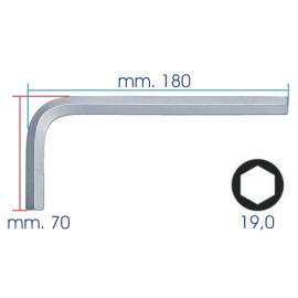 CHIAVE A BRUGOLA ESAGONO MASCHIO MM. 19,0 ZINCATA