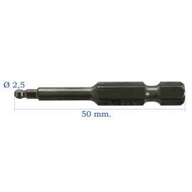 INSERTO ESAGONALE MASCHIO mm. 2,5x50 TESTA SFEROPOLIEDRICA