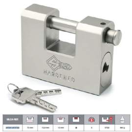 LUCCHETTO CORAZZATO MM. 75 A BAIONETTA IN ACCIAIO - PERNO MM. 12 SILCA